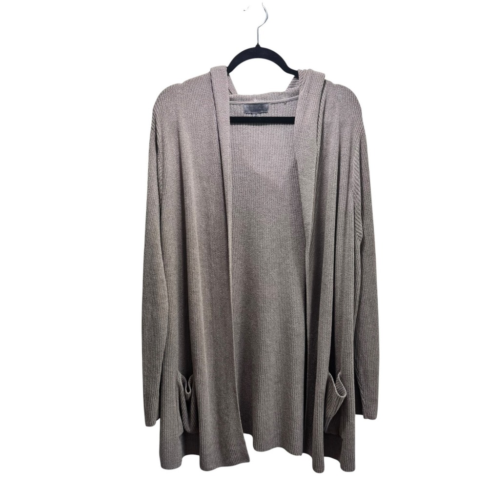Barefoot Dreams Hooded Open Long Soft Cardigan Sweater Duster Womens 3X Pockets